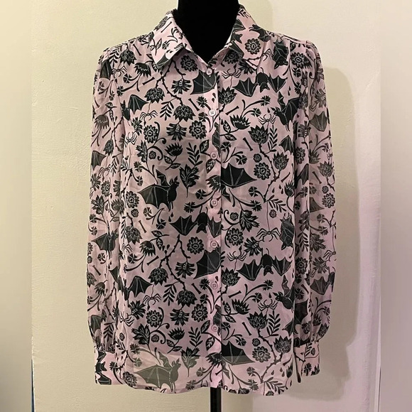 MODCLOTH NWOT Hidden‎ Treasures Sheer Long Sleeve Blouse in Lavender - Picture 1 of 6